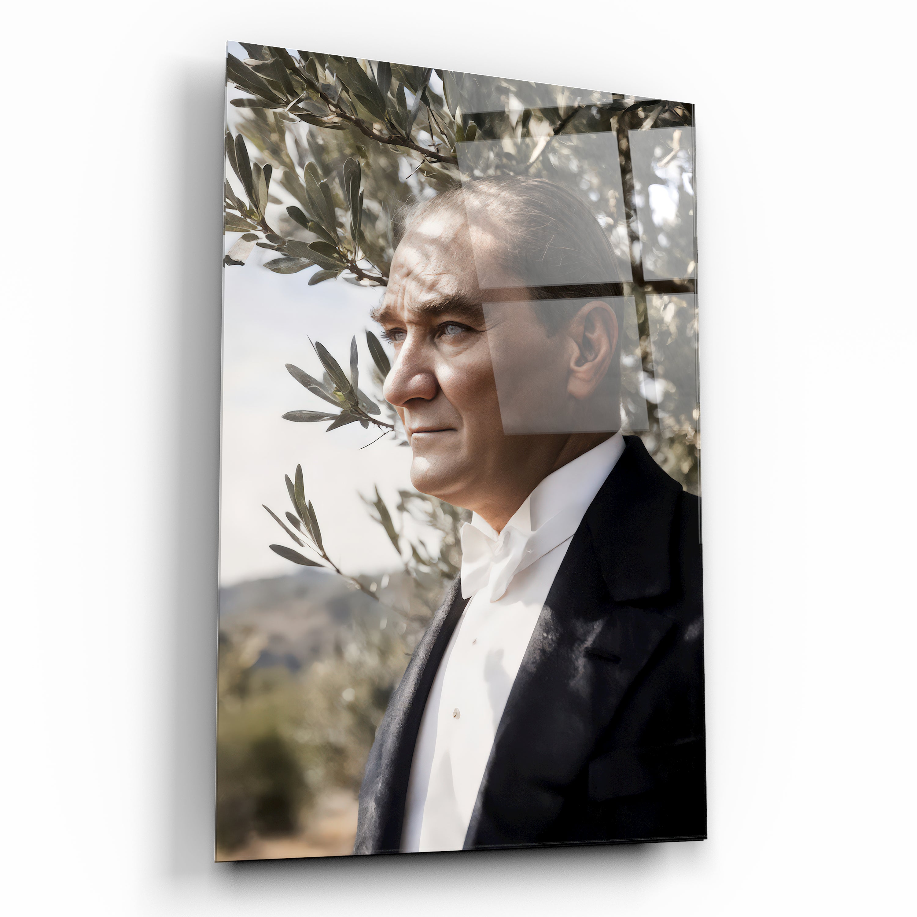 atatürk yandan portre cam tablosu