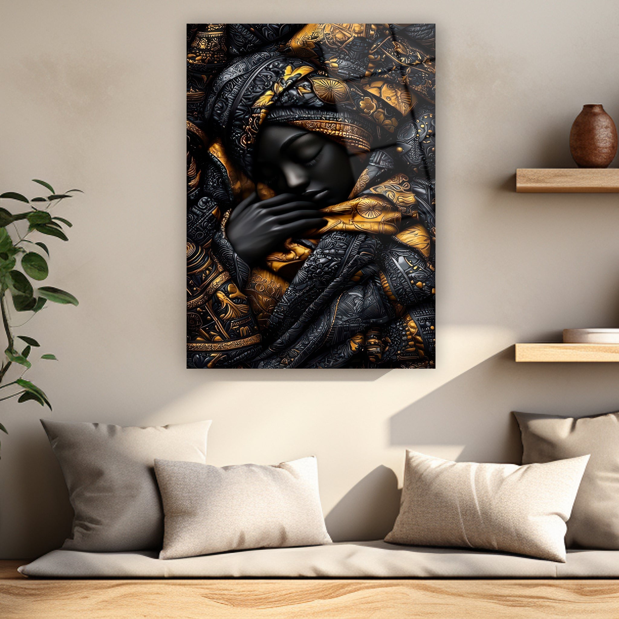 black and gold art tablo