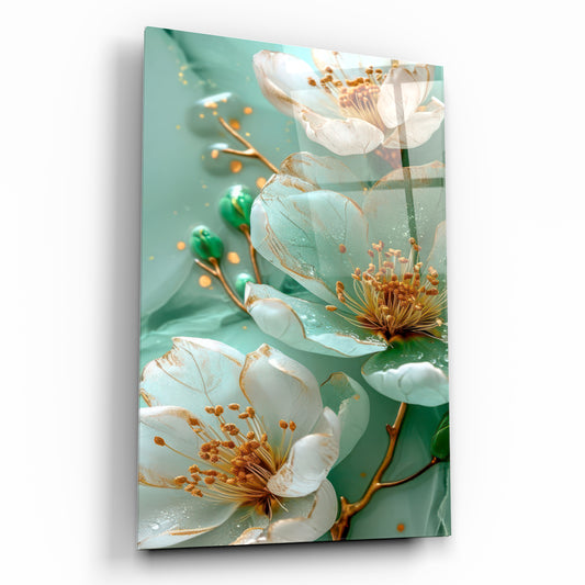 Altın Çiçek Cam Tablo