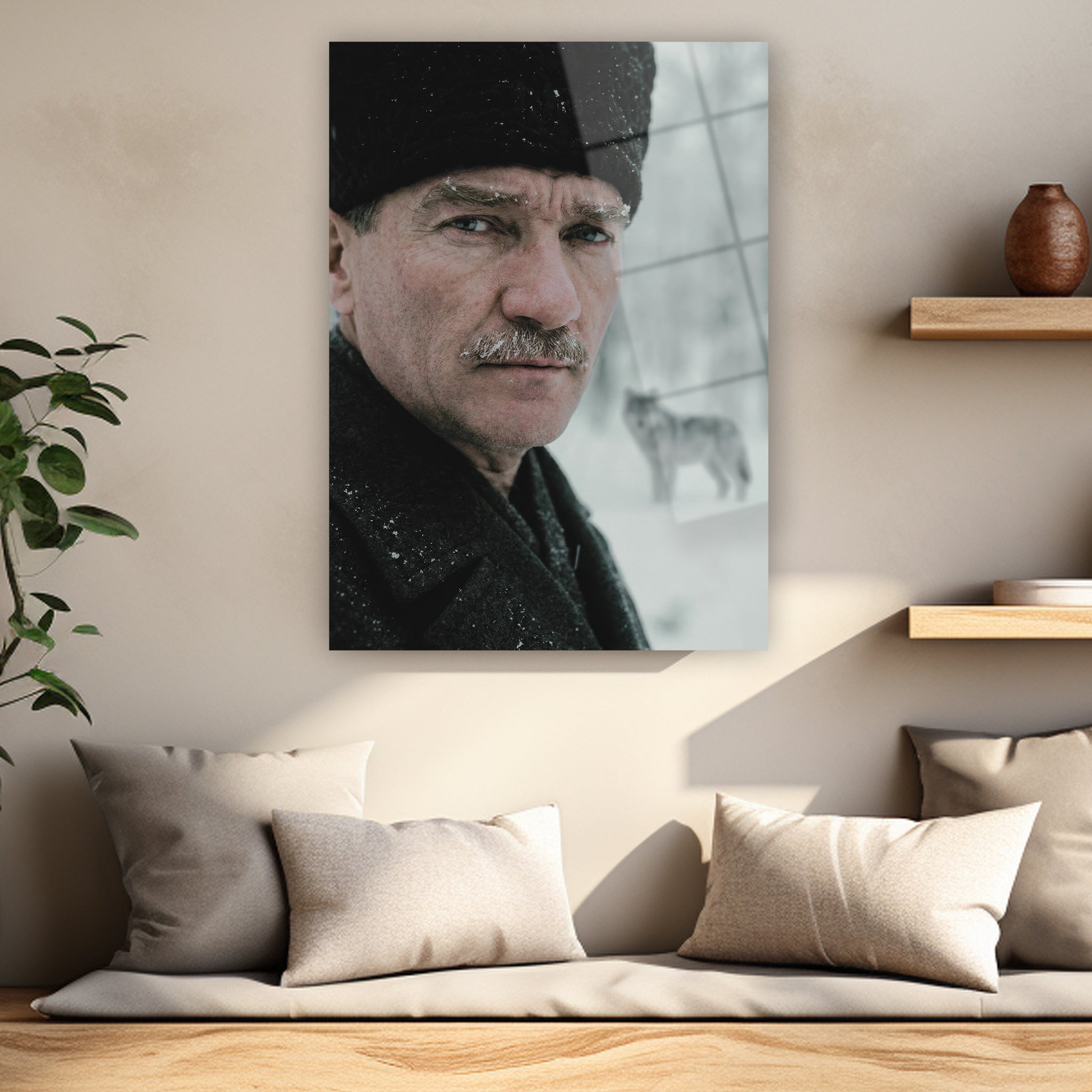hiper gerçekçi kararlı bakışlı tarihi lider posteri