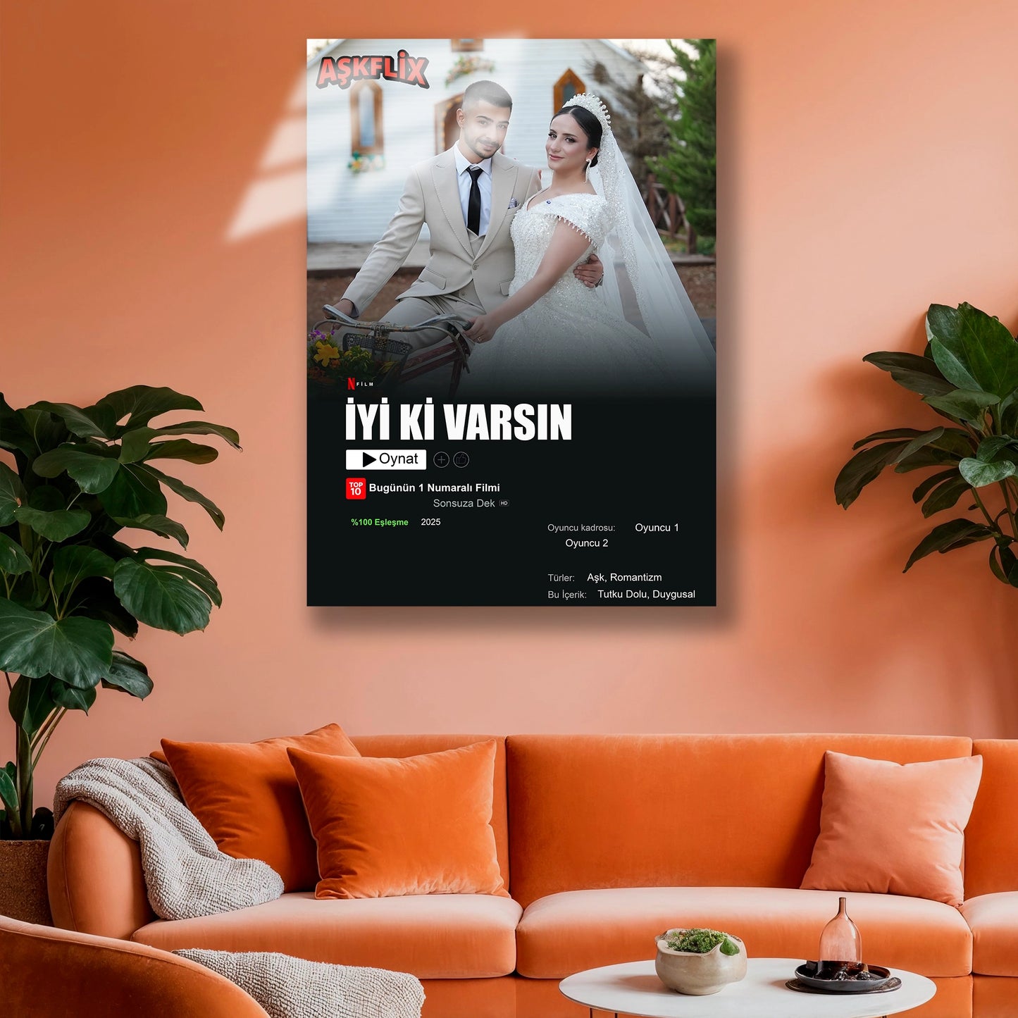 loveflix kişiye özel cam tablo