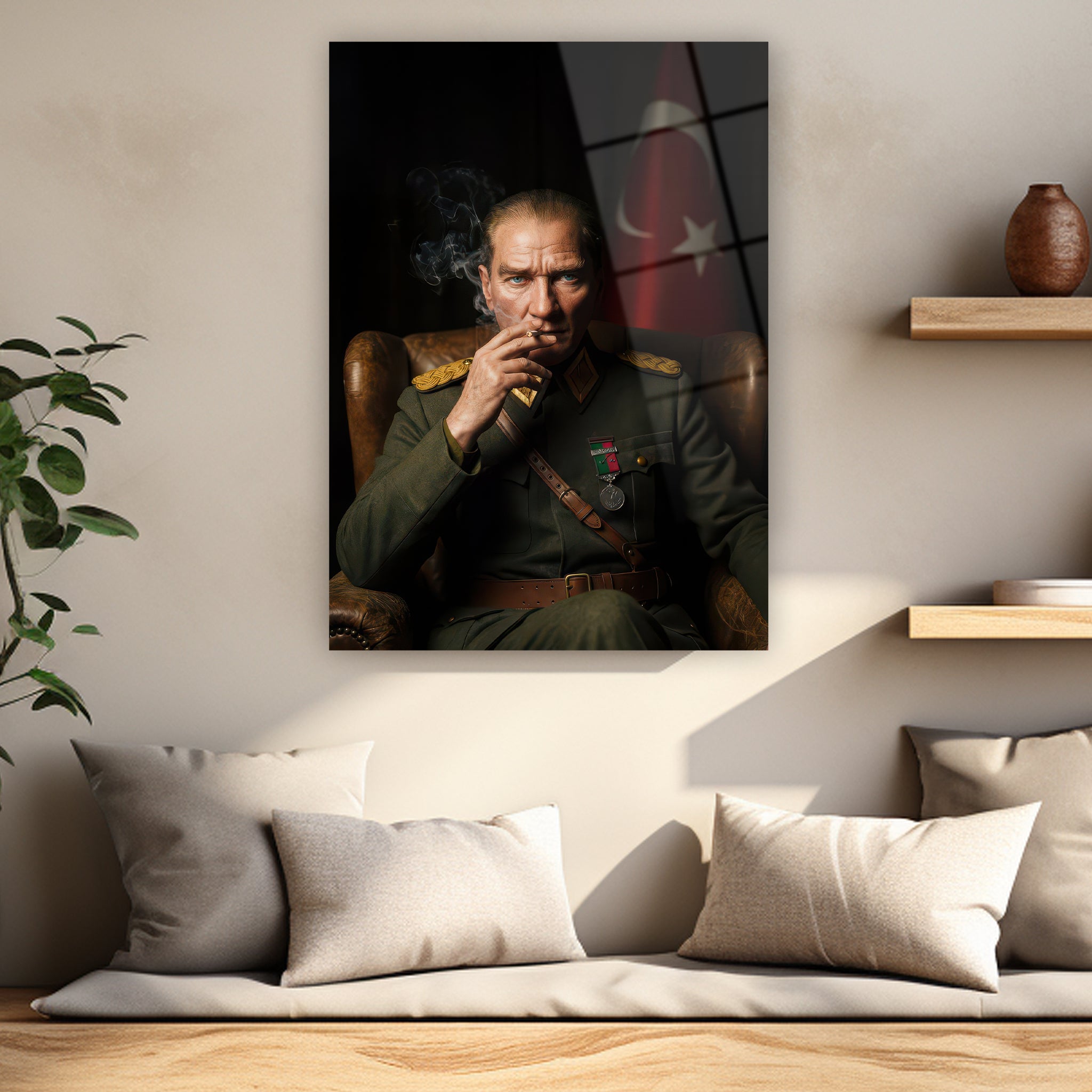 askeri kıyafetli ve madalyalı gazi mustafa kemal poster