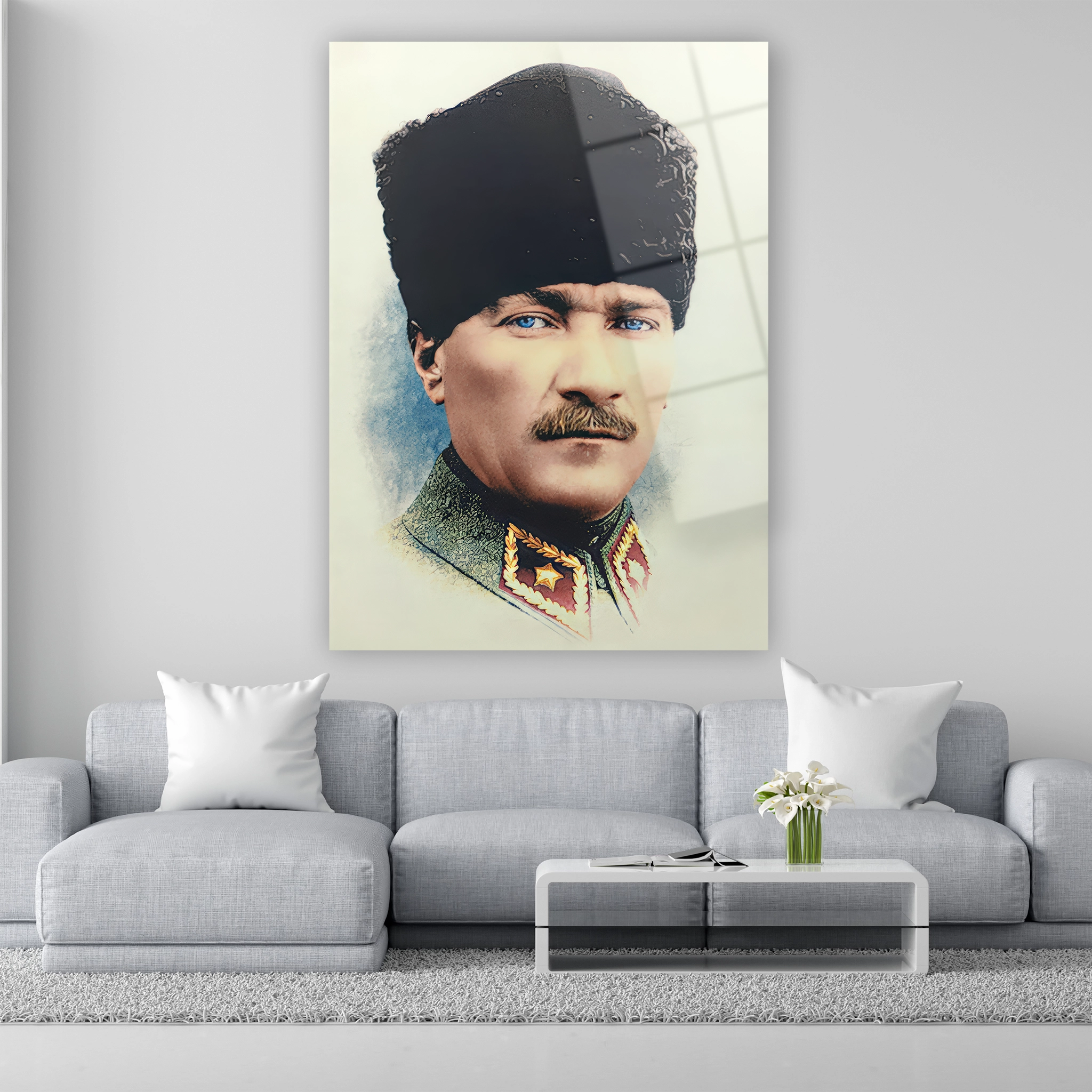 renklendirilmiş mustafa kemal yakın çekim duvar dekoru