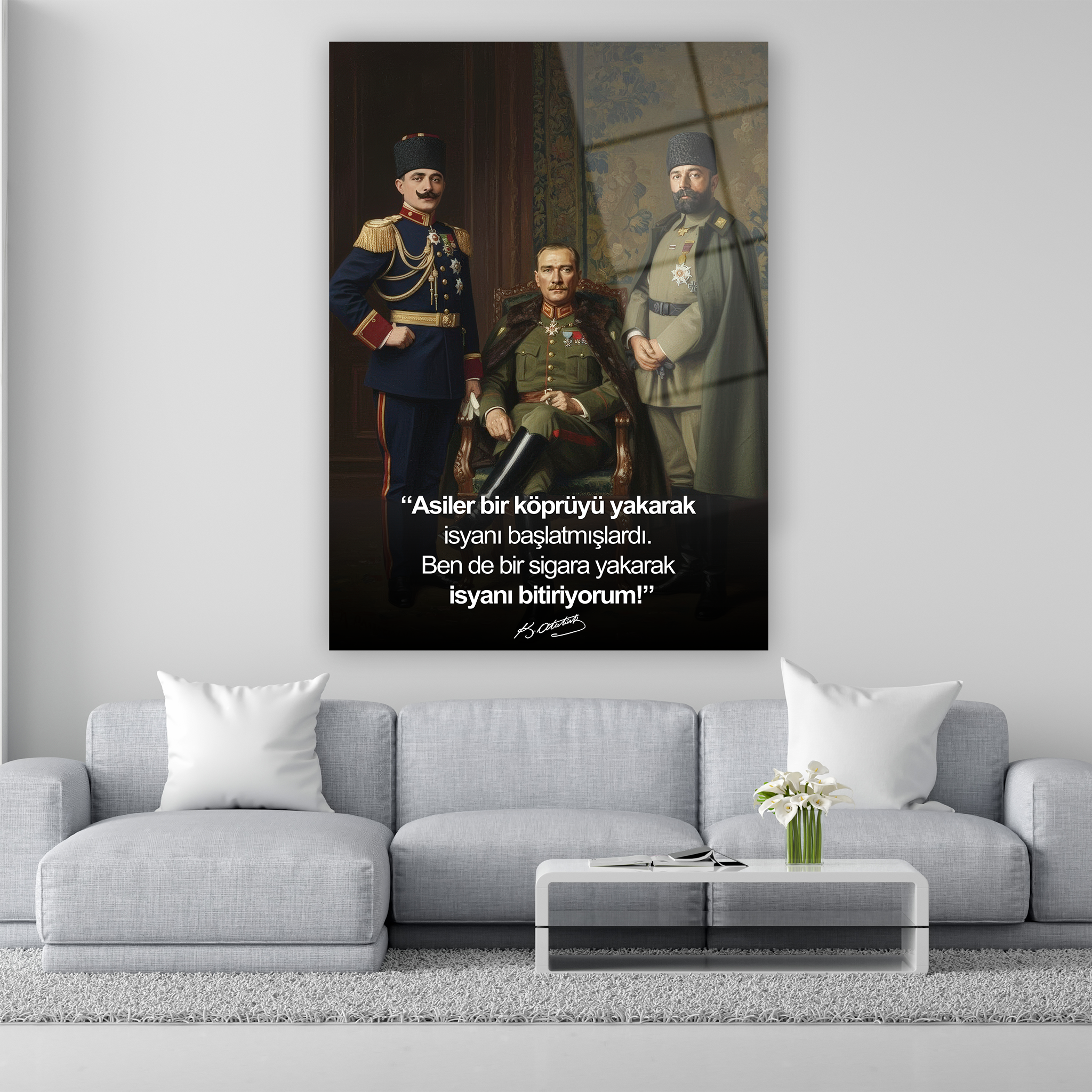 atatürk cam tablo isyanı bitiren karizmatik sözlü duvar dekoru
