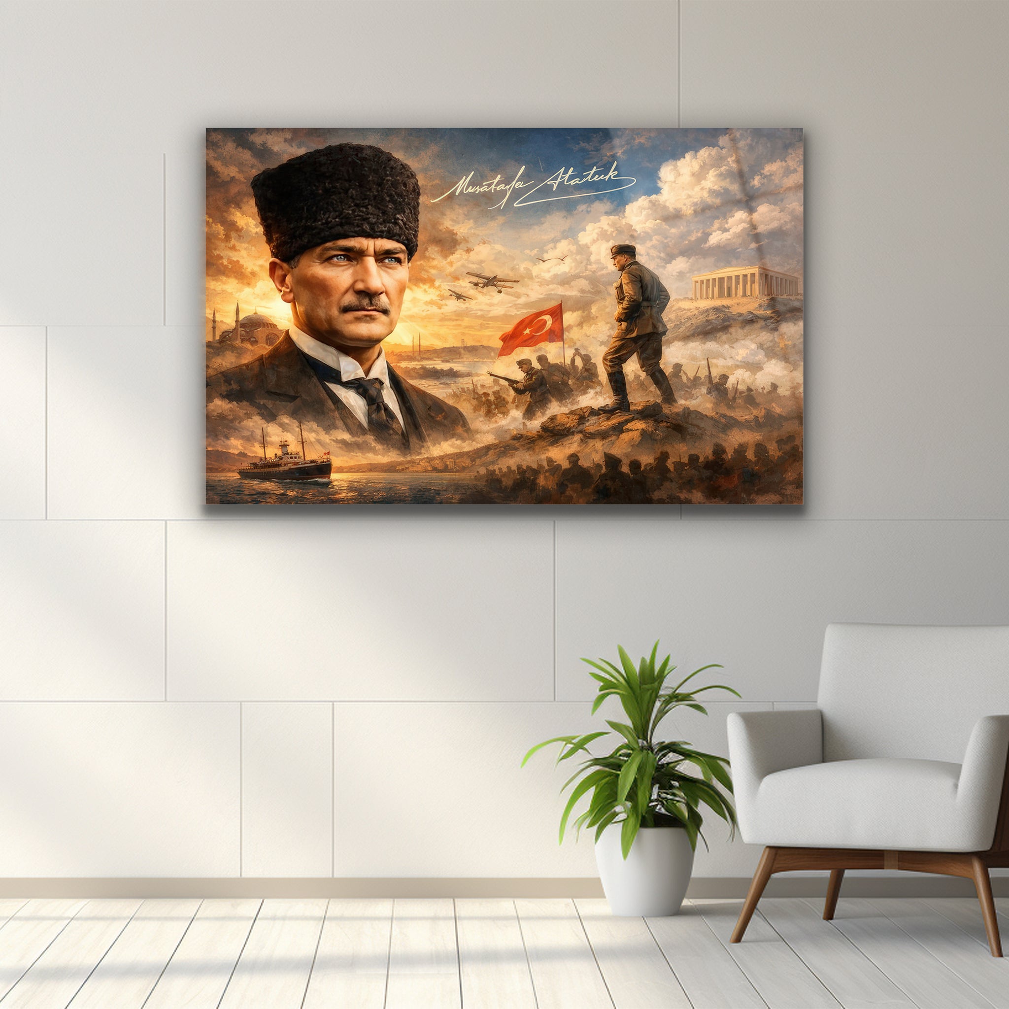 atatürk cam tablo milli mücadele kurtuluş savaşı destanı