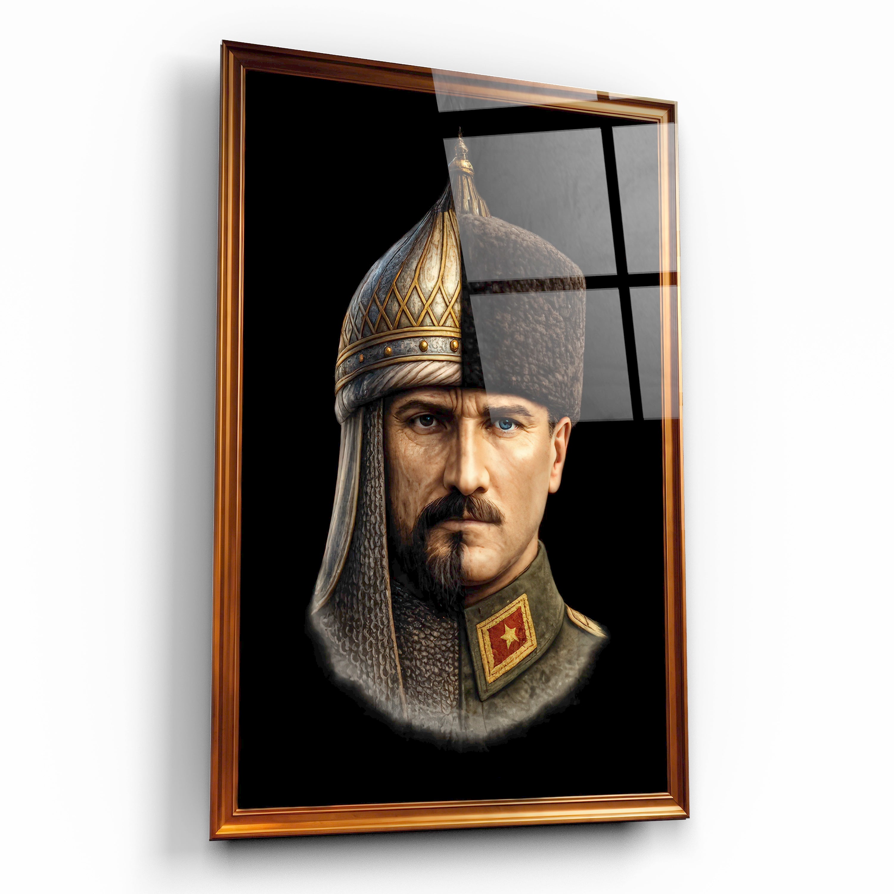 atatürk cam tablo sultan alparslan yarım yüz portre