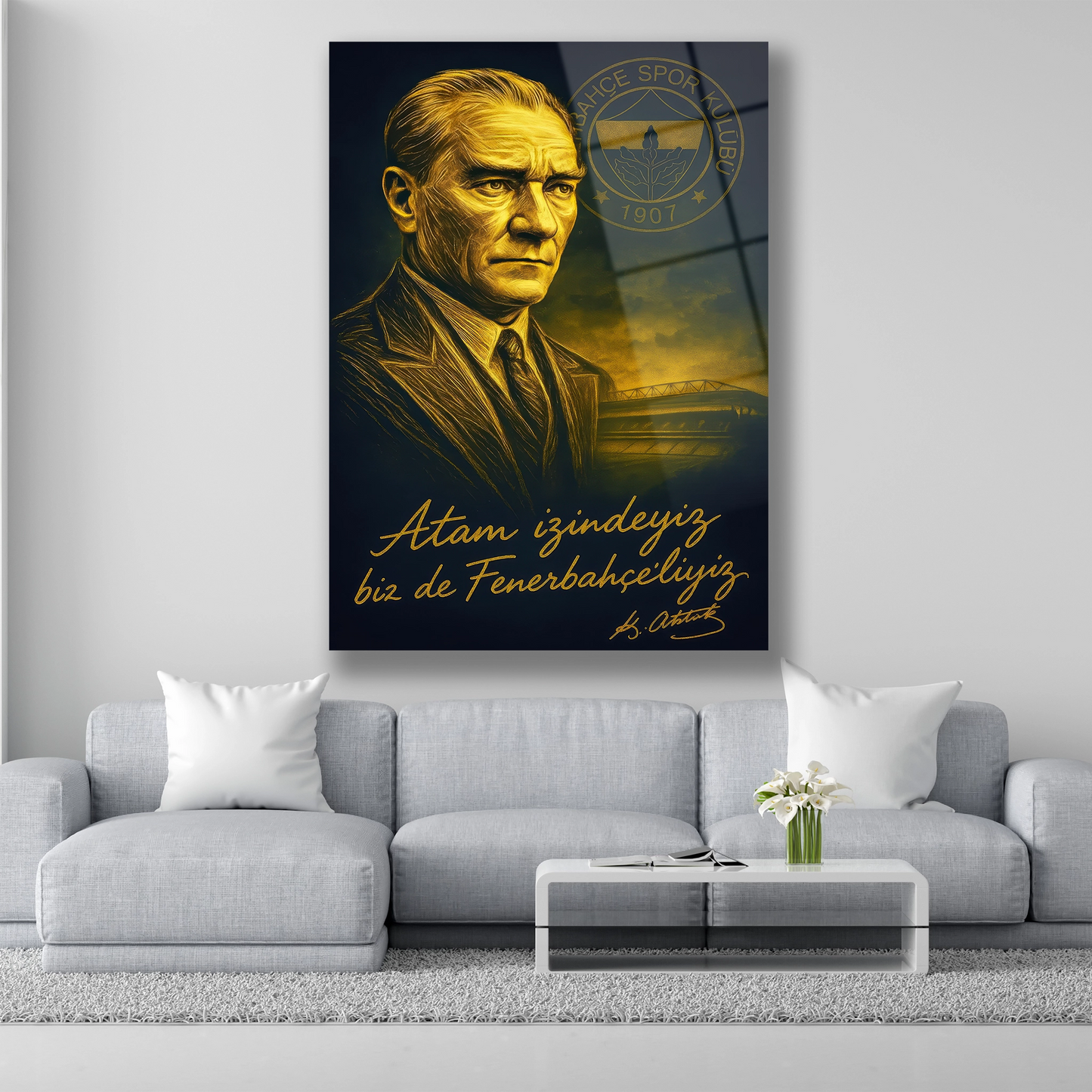 Atatürk Fenerbahçe Cam Tablo Atam İzindeyiz