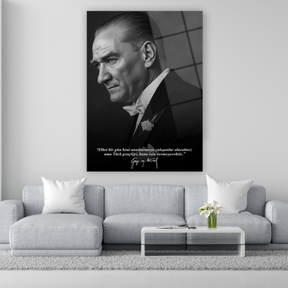 atatürk türk gençliği izin vermeyecek sözlü cam tablo