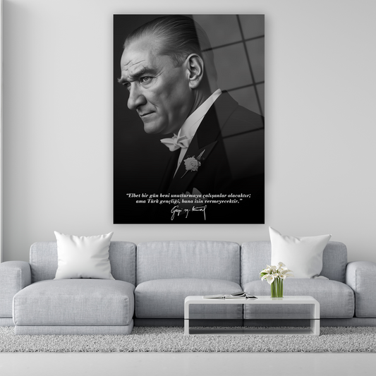 atatürk türk gençliği izin vermeyecek sözlü cam tablo