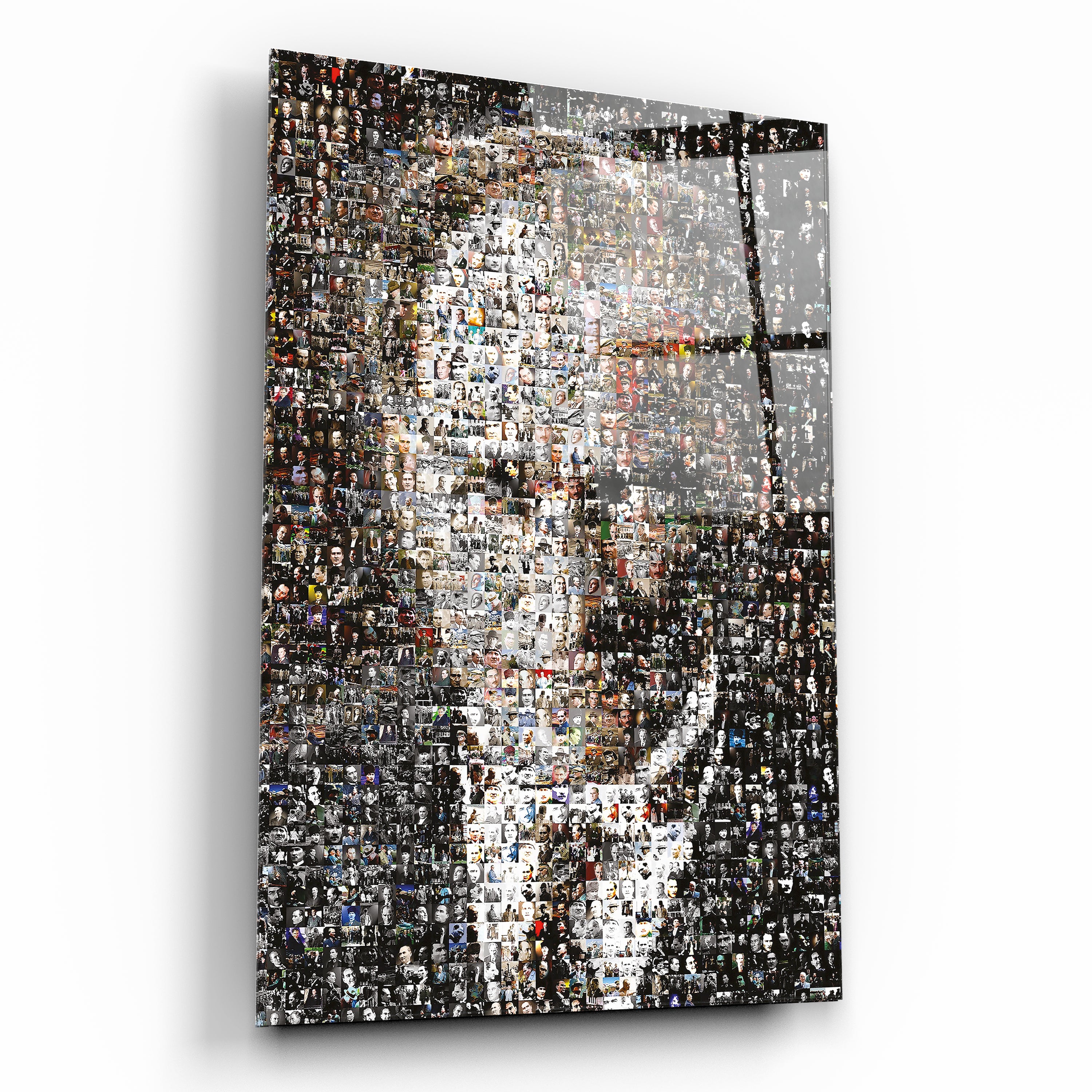 atatürk'ün görsellerinin bir arada olduğu atatürk cam tablo