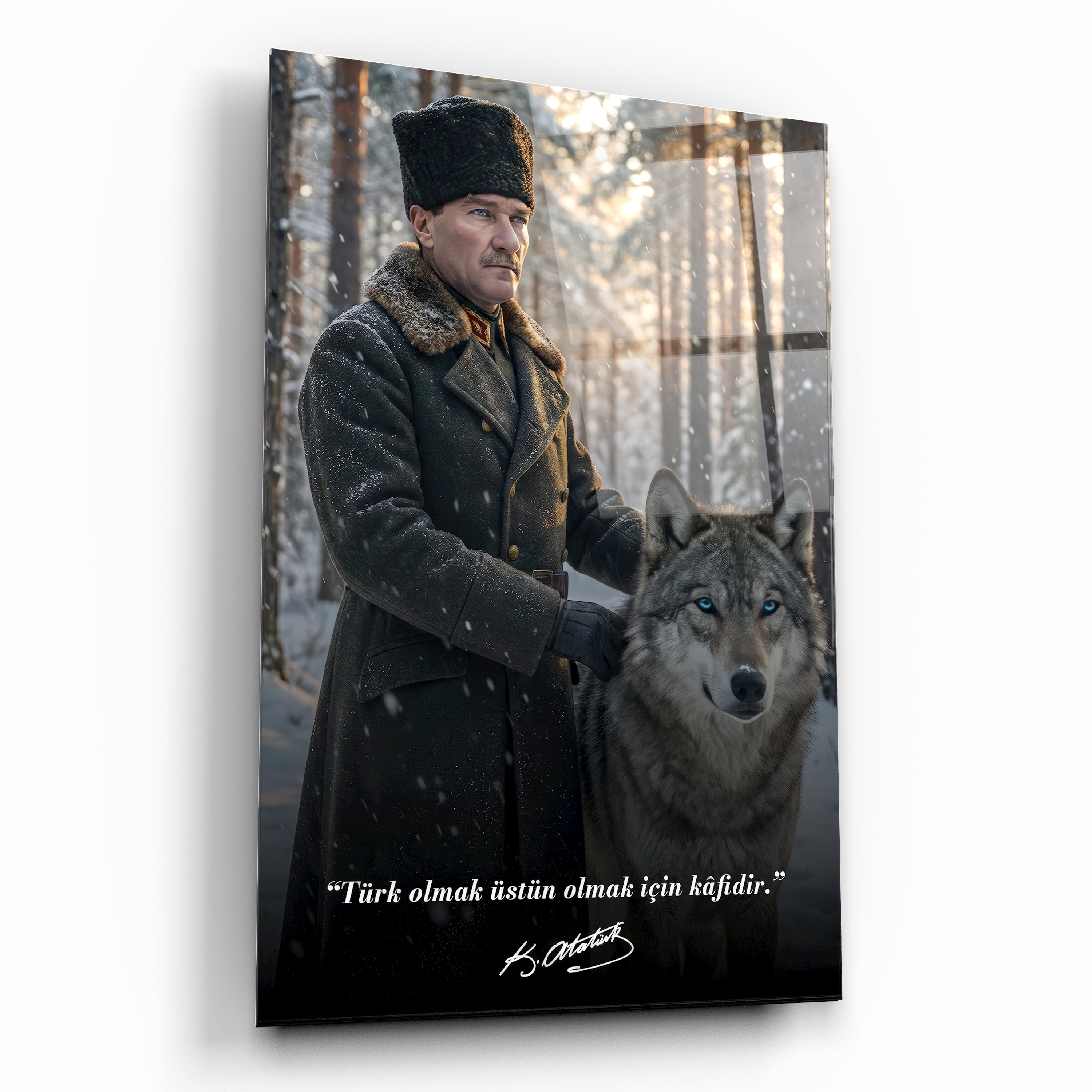 Atatürk Cam Tablo - "Türk Olmak Üstün Olmak İçin Kâfidir"
