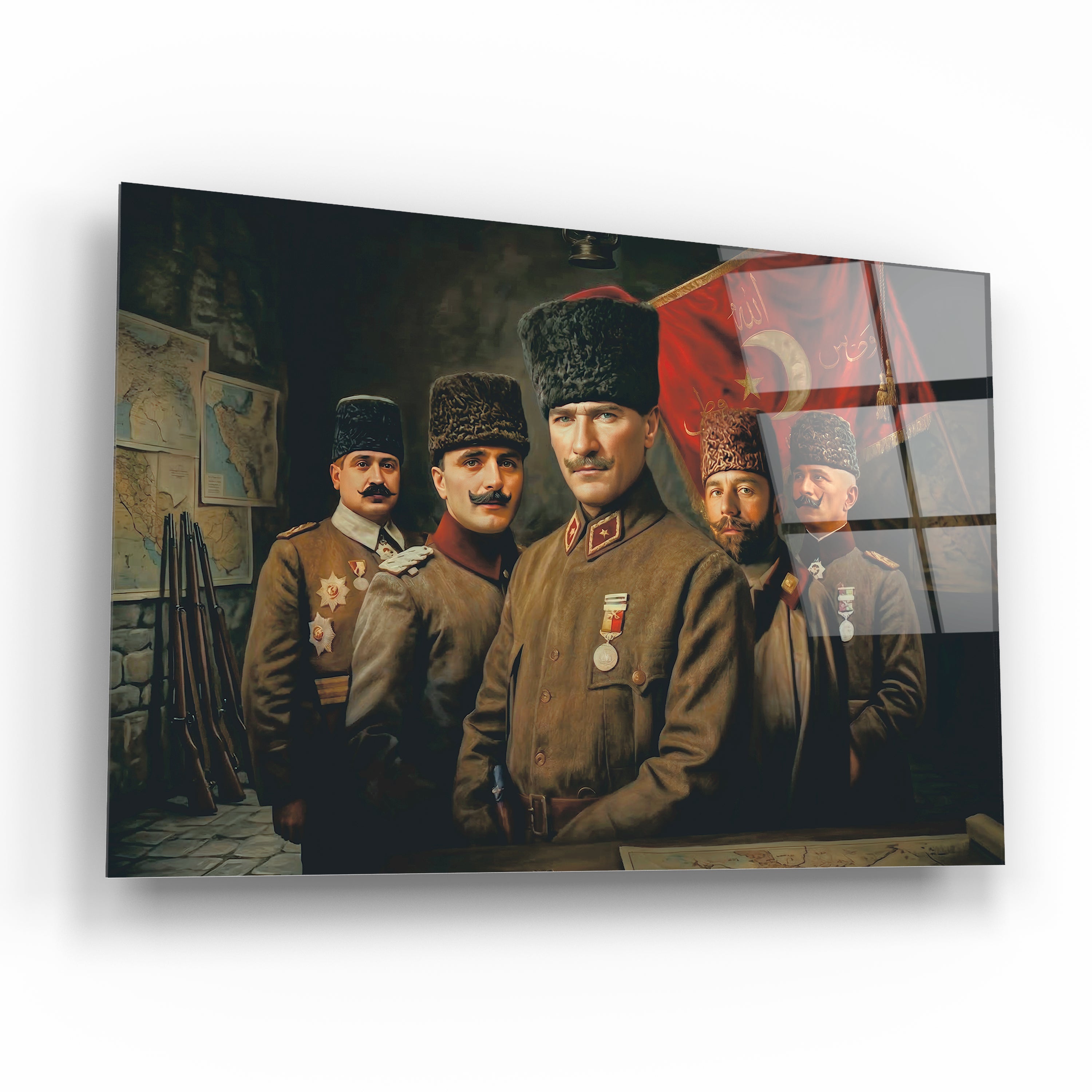 Atatürk ve Silah Arkadaşları Cam Tablo