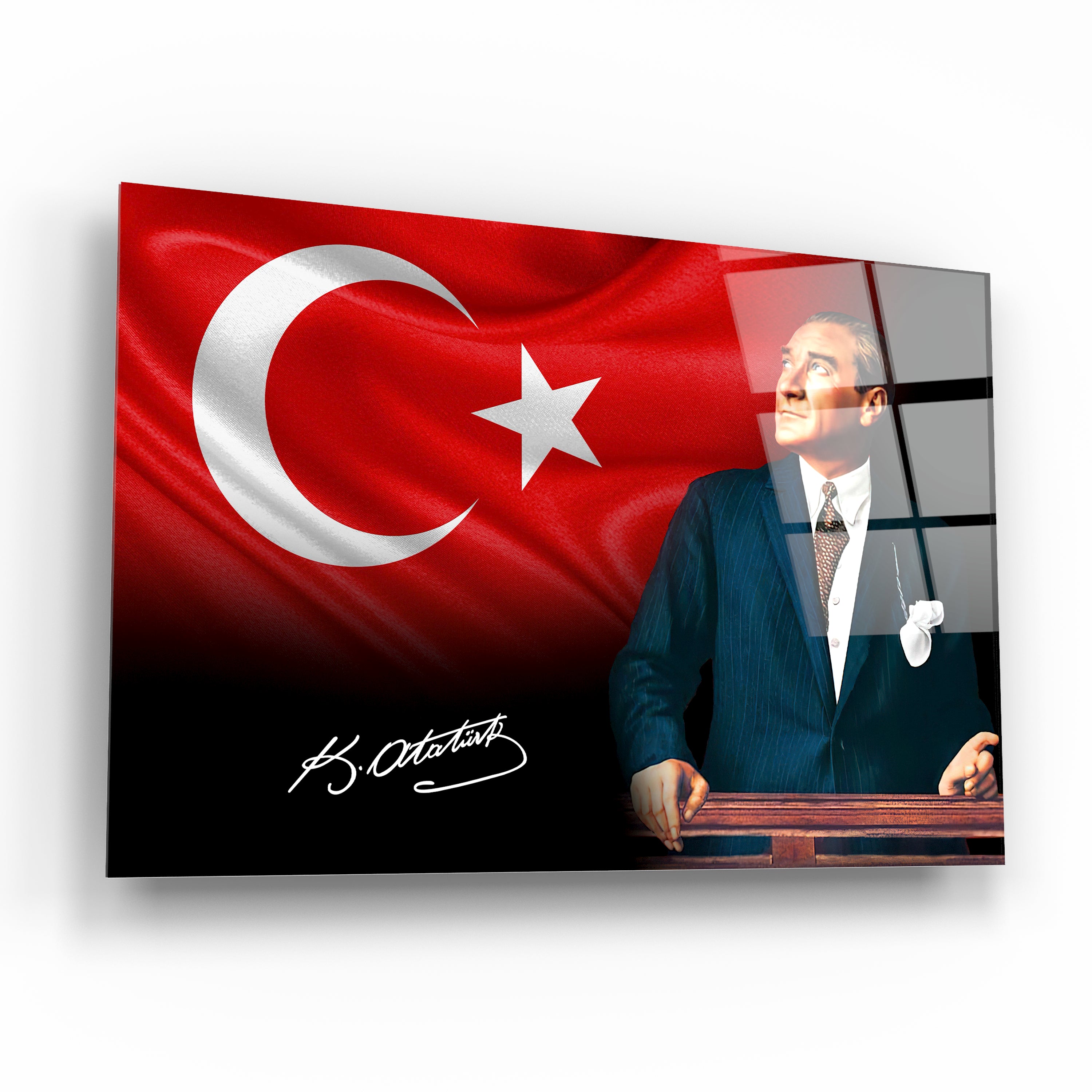 makan dekorasyonu için atatürk cam tablo