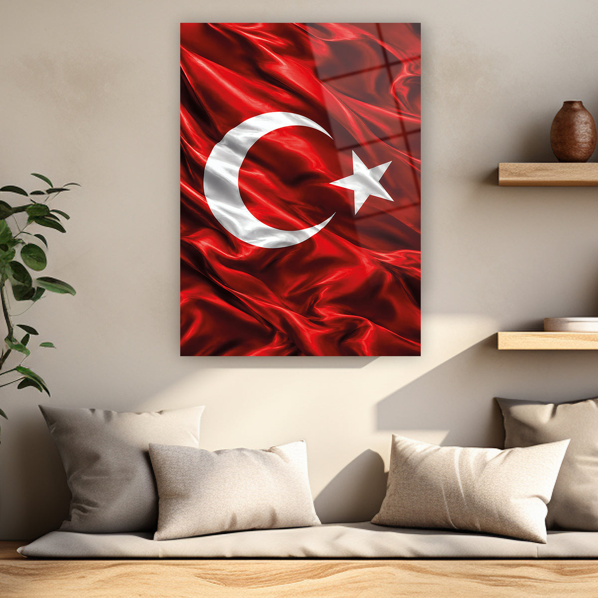 Dikey klasik Türk Bayrağı dekoratif duvar tablosu