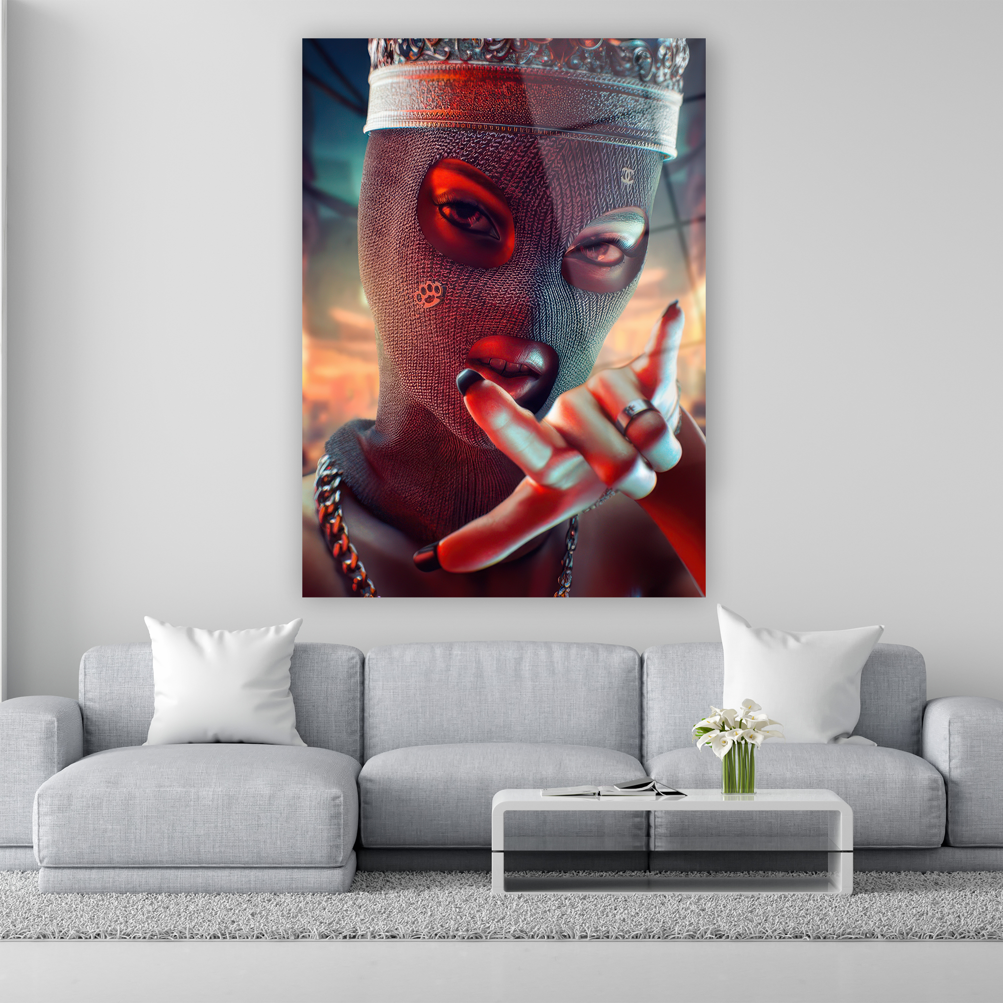 modern baddie aesthetic ski mask art