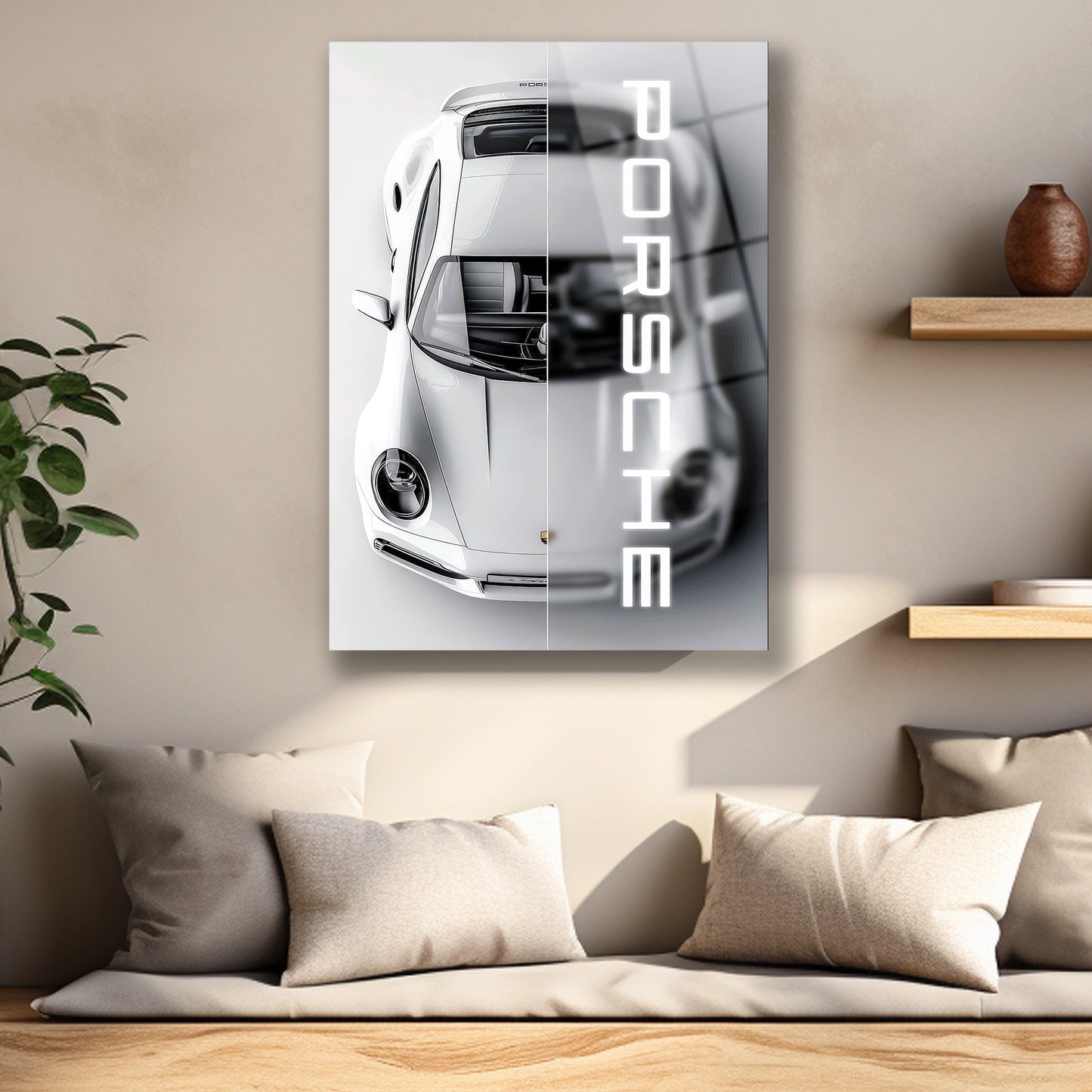 modern otomobil sanatı beyaz tablo
