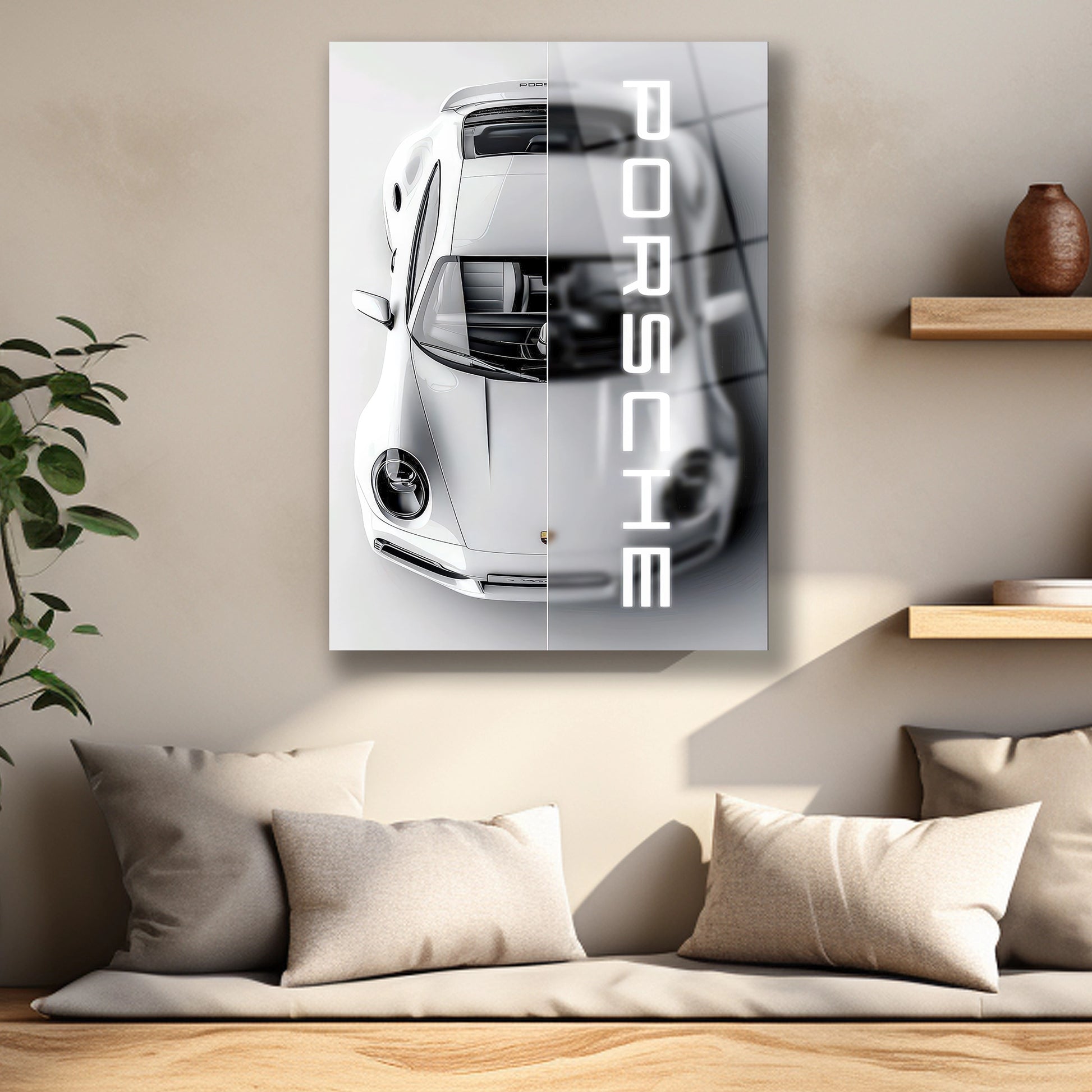 modern otomobil sanatı beyaz tablo