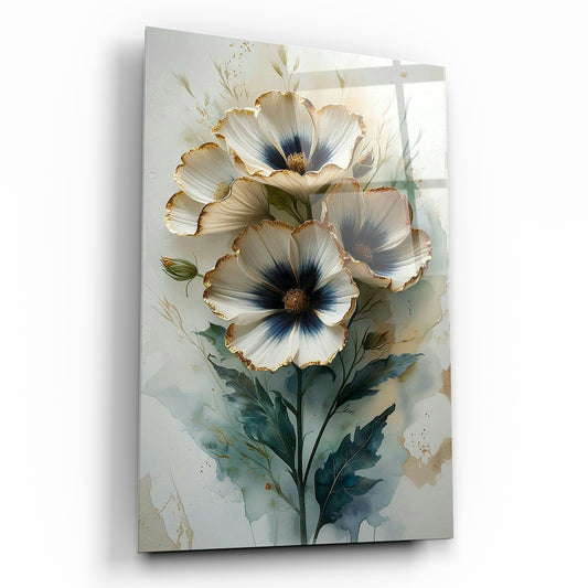 Beyaz Çiçek Cam Tablo