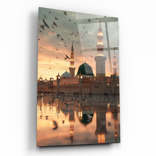 Gün Batımında Mescid-i Nebevi ve Yansıma Cam Tablo