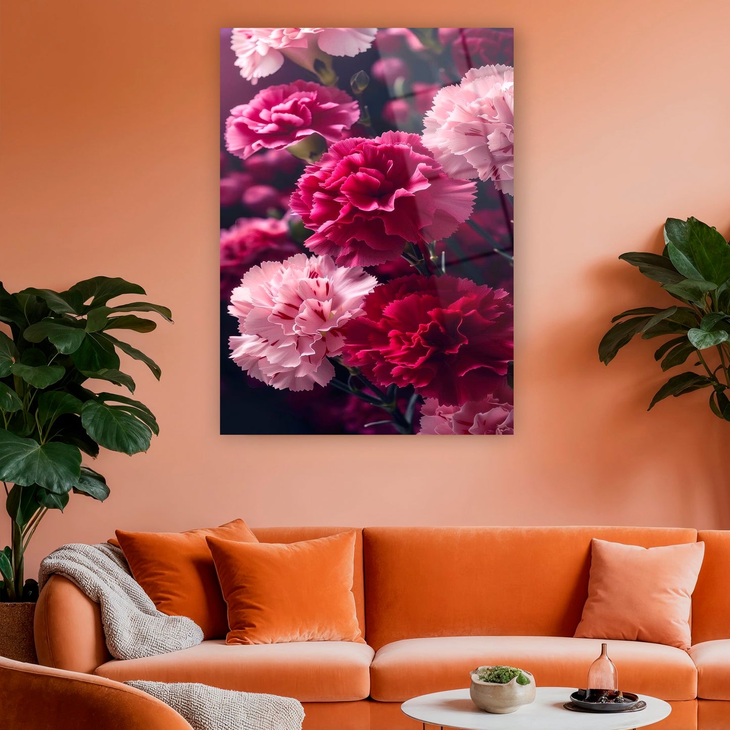 alacalı yapraklı çiçek bahçesi duvar dekoru