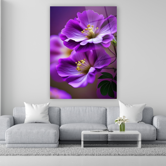 canlı mor çiçekli modern cam tablo modelleri