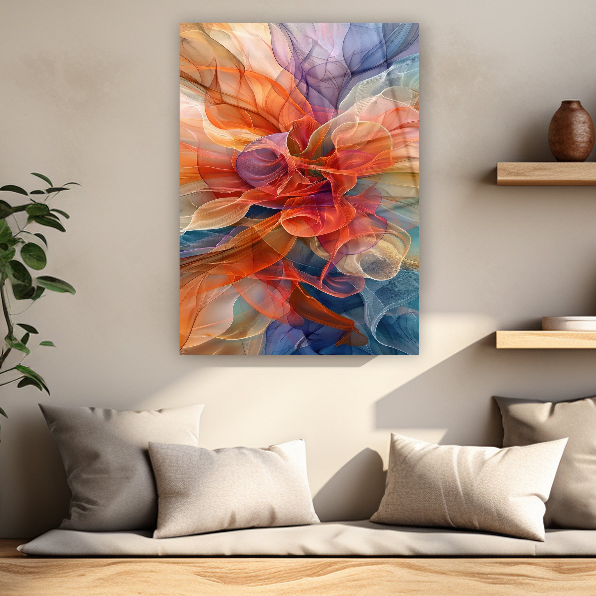 ateş ve su renkleri karışımı modern poster