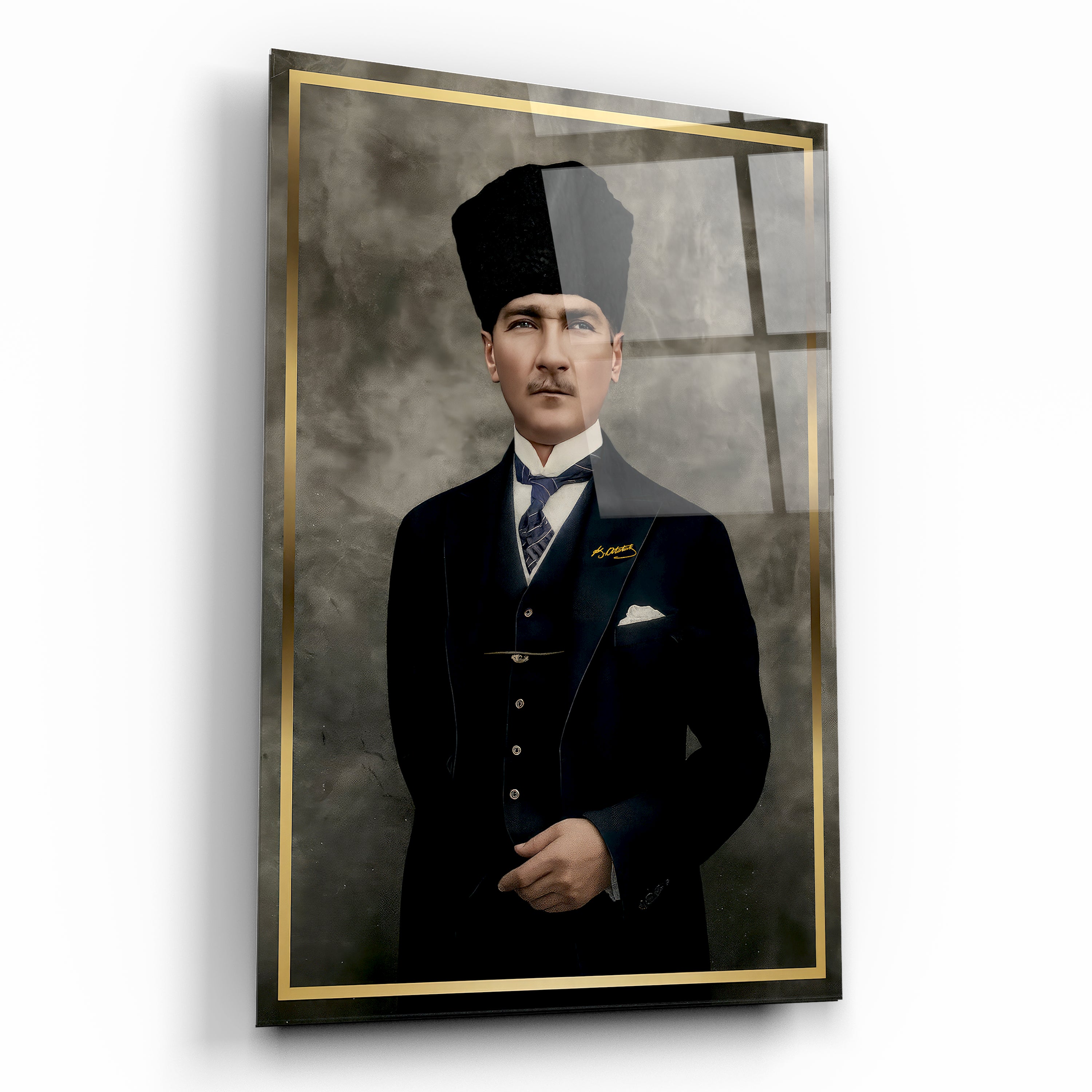 Atatürk Cam Tablo çerçeveli atatürk tablosu