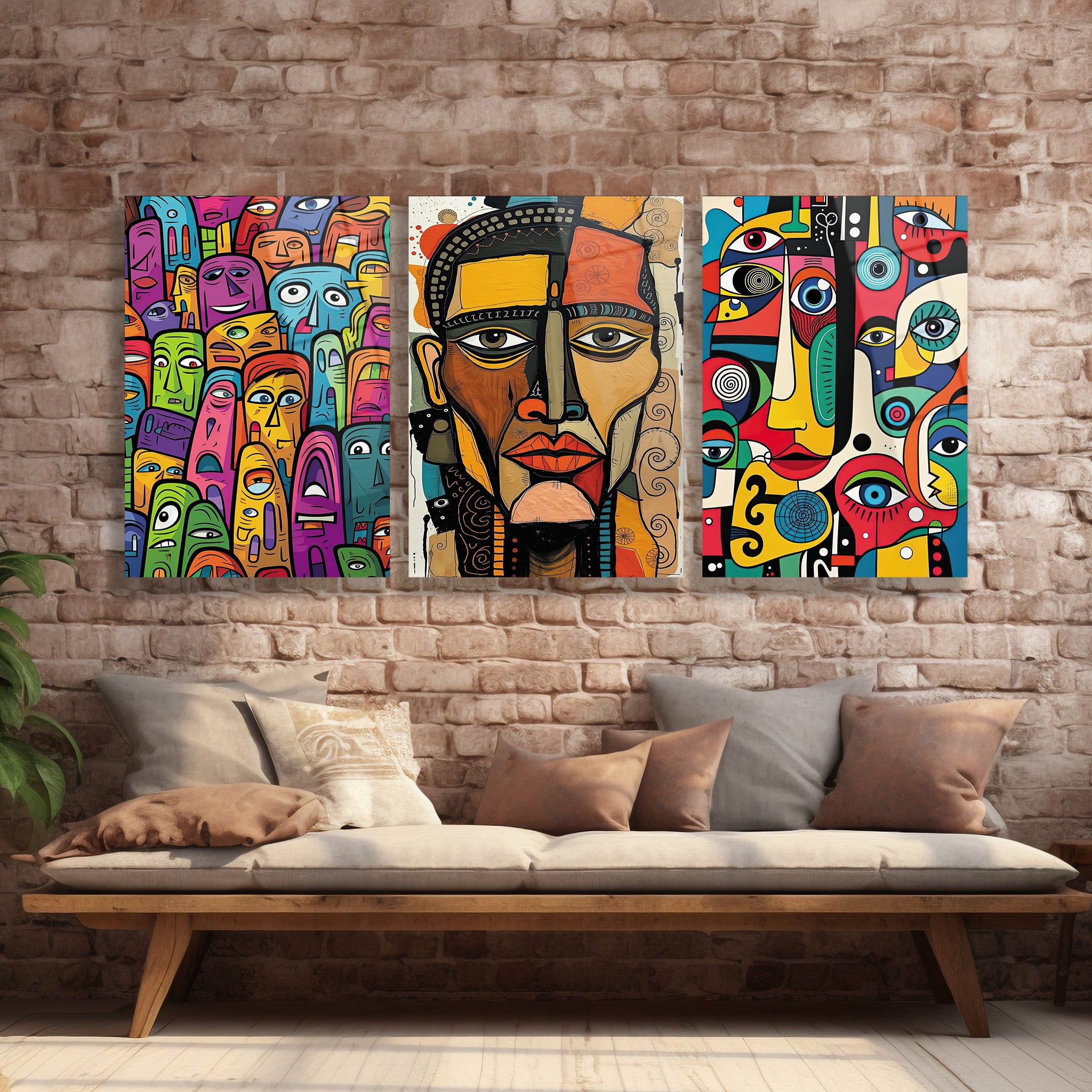 salon için 3 parça enerjik soyut sanat pano denizli