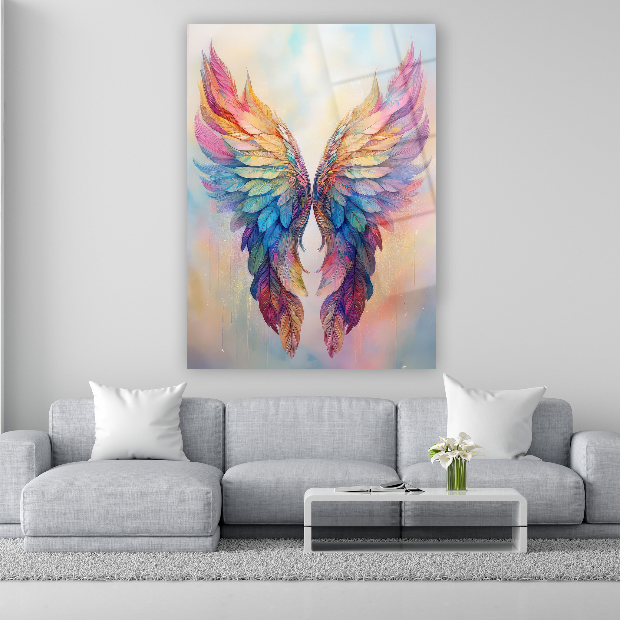 colorful angel wings watercolor art
