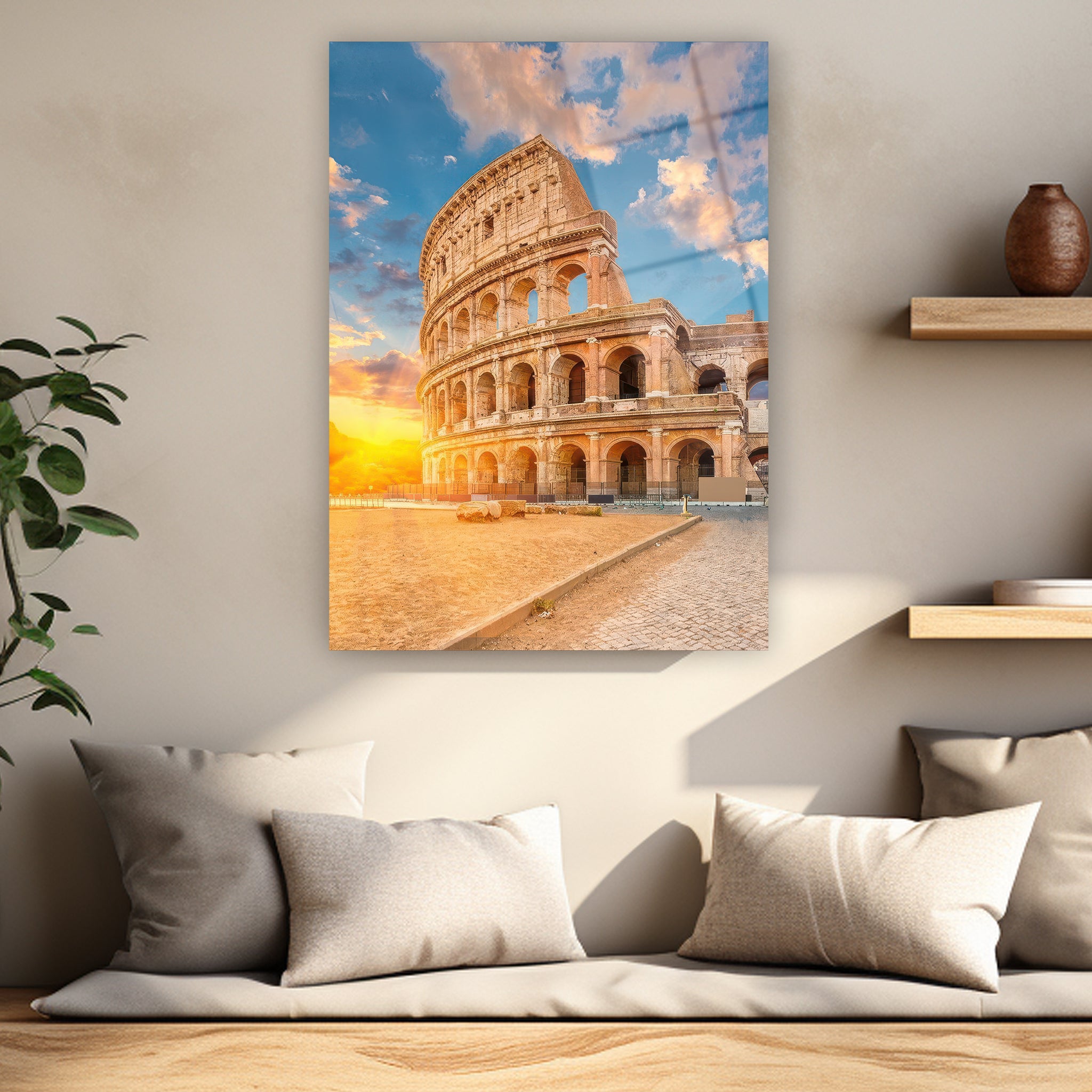 italya colosseum turuncu gökyüzü poster