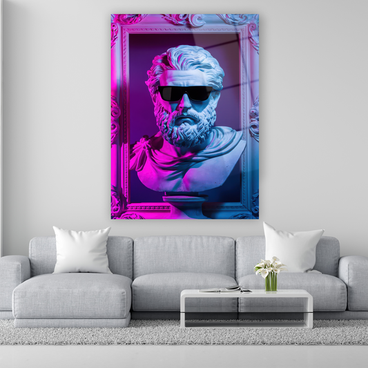 cool greek statue with sunglasses glass art