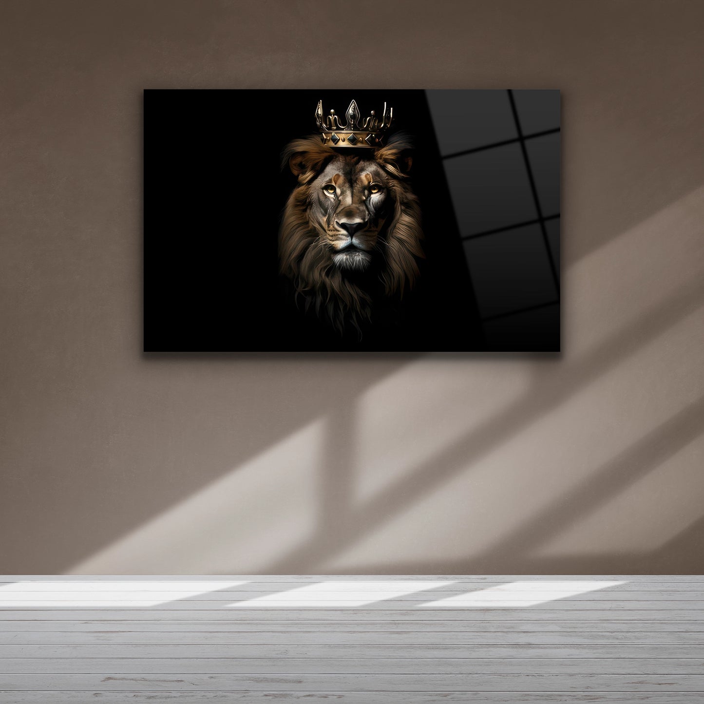 Modern ve minimalist kral aslan cam baskı