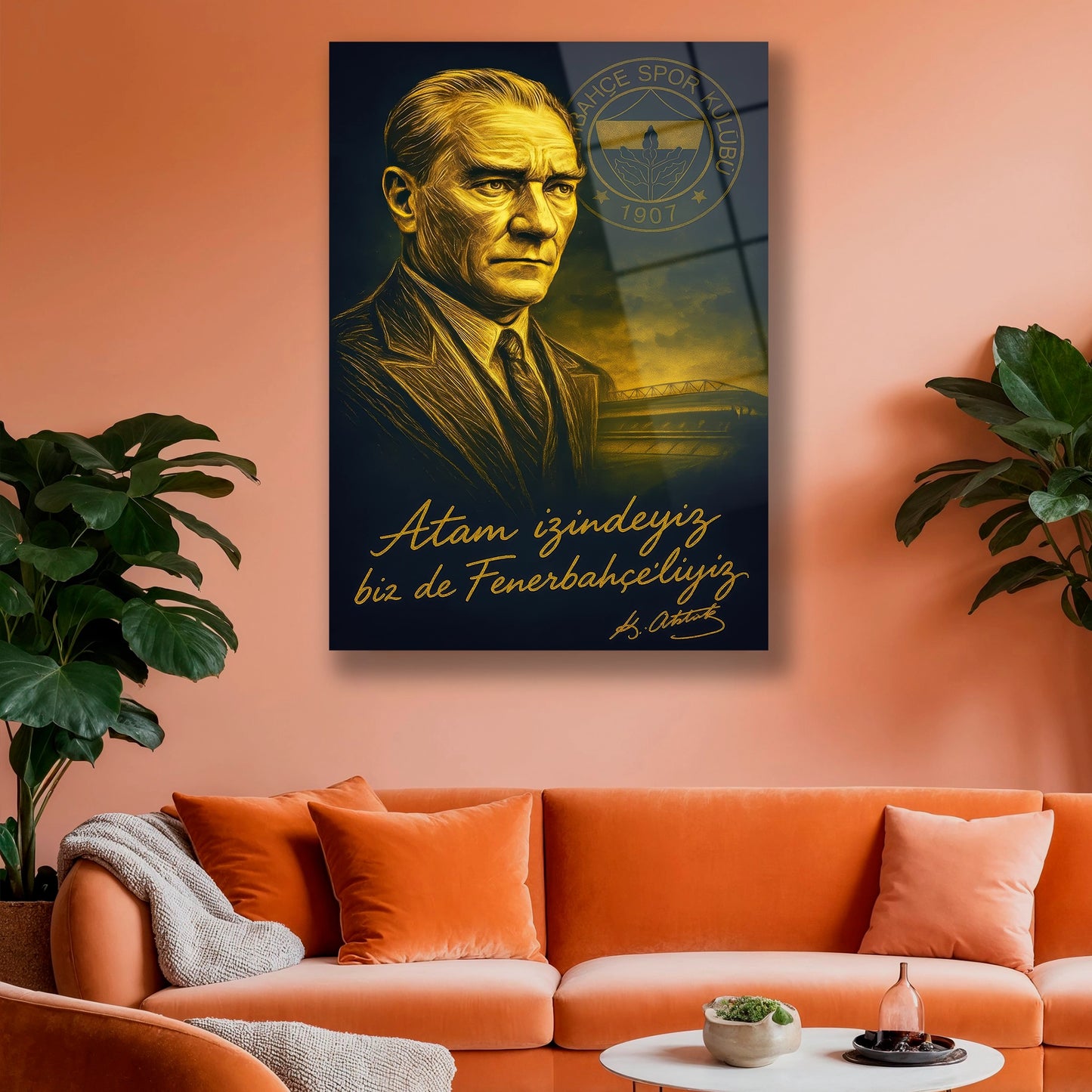 Dekorica Fenerbahçeli Atatürk Portresi Cam Baskı