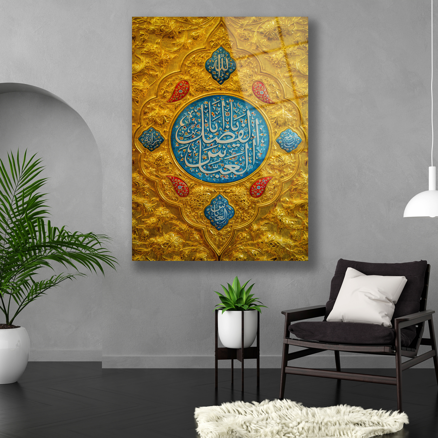 Hazreti Abbas temalı dekoratif cam baskı tablo