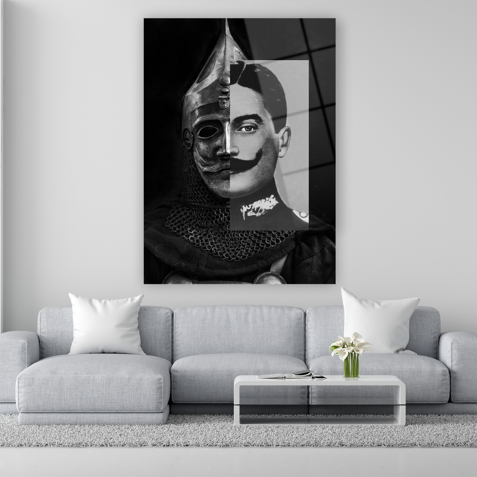 emir timur siyah beyaz cam tablo dekorasyonu