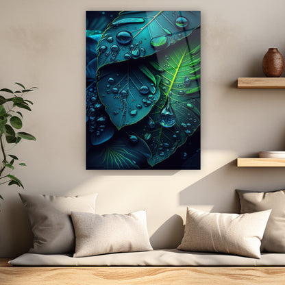 teal ve yeşil tonlu botanik poster