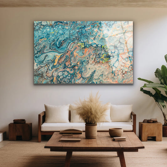 fluid art hücre desenli modern duvar tablosu