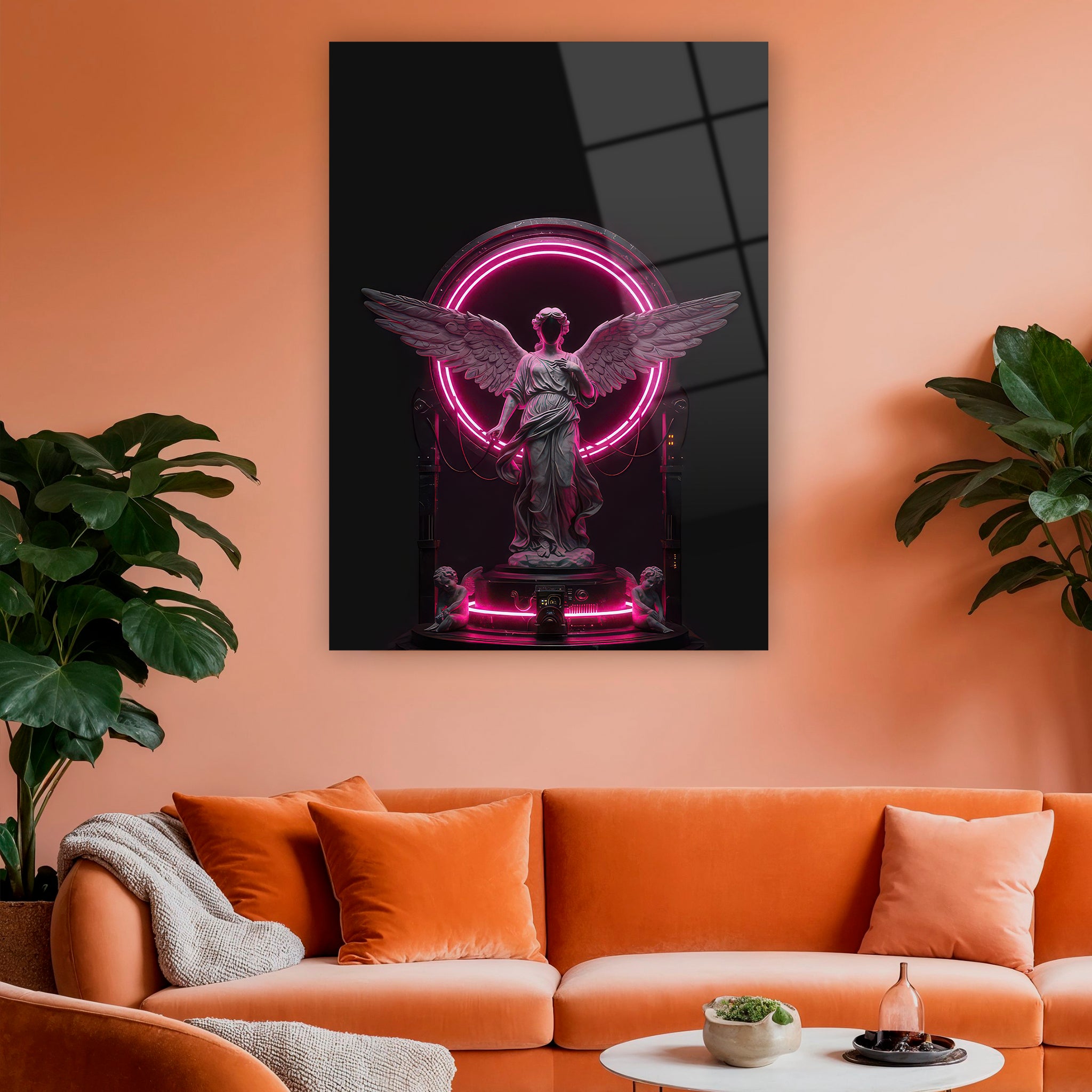 vaporwave estetiği melek cam baskı