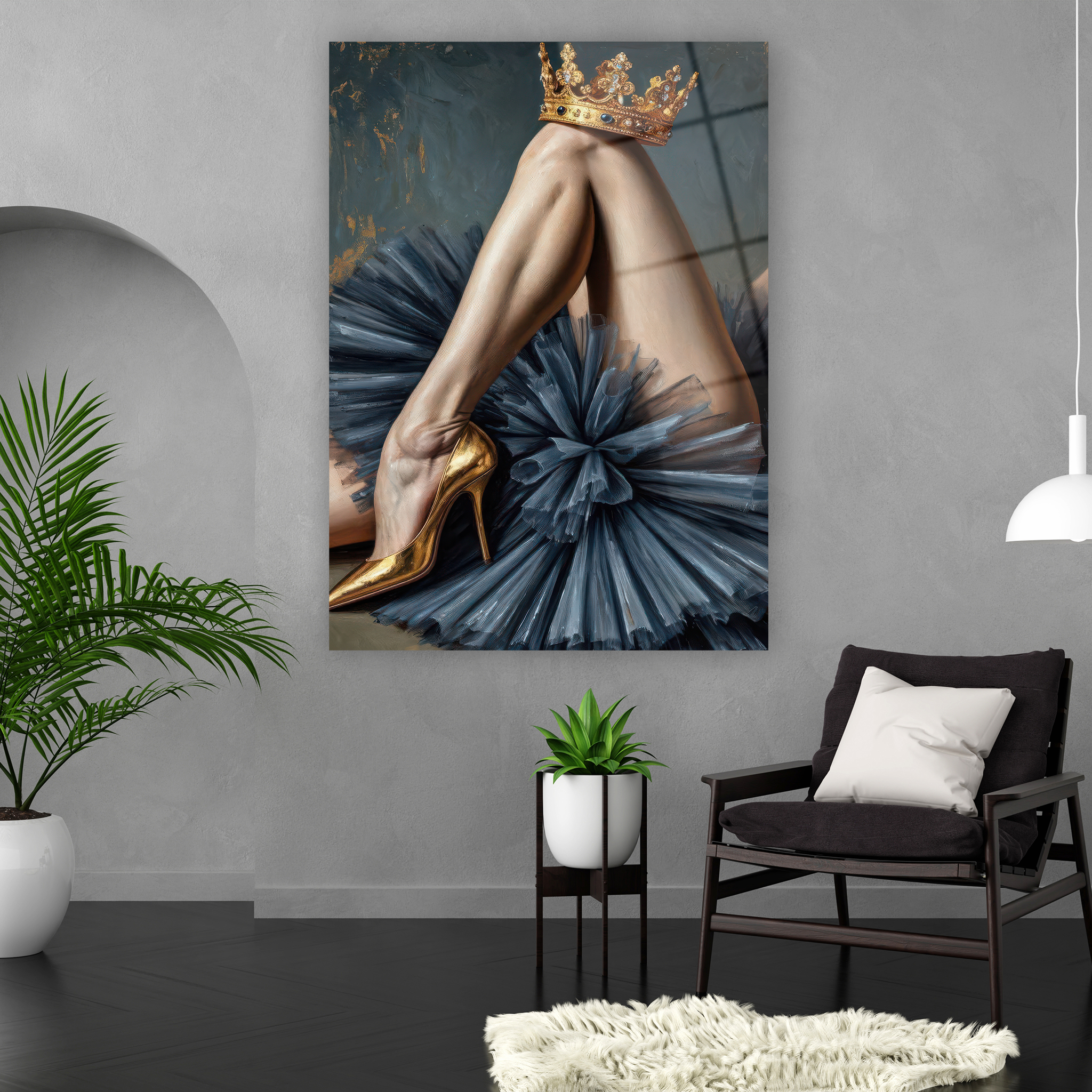royal ballerina golden crown glass art