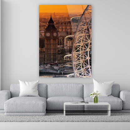 golden hour london big ben cityscape glass art