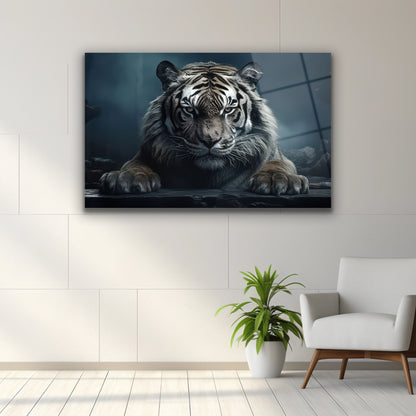 Görkemli Kaplan Cam Tablo Vahşi Doğa Tasarımı