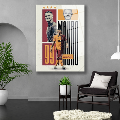 Modern tasarım Mauro Icardi cam duvar sanatı