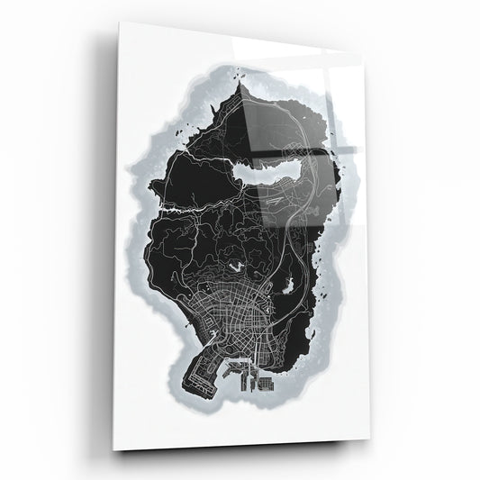 gta5 haritasının bulunduğu cam tablo dekoru