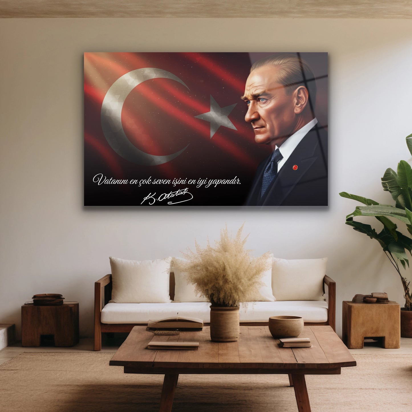 vatanını en çok seven işini en iyi yapandır atatürk cam tablo