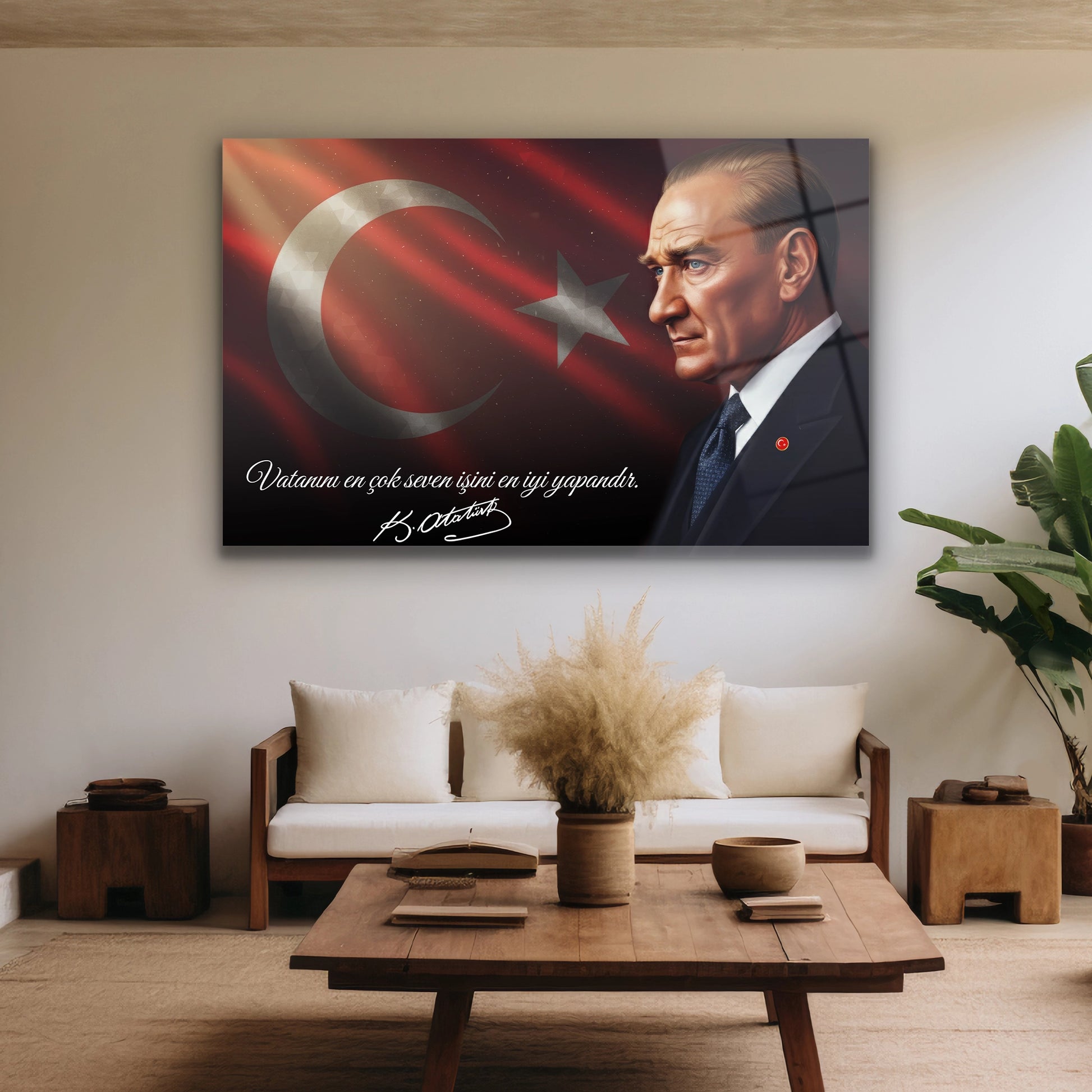 vatanını en çok seven işini en iyi yapandır atatürk cam tablo