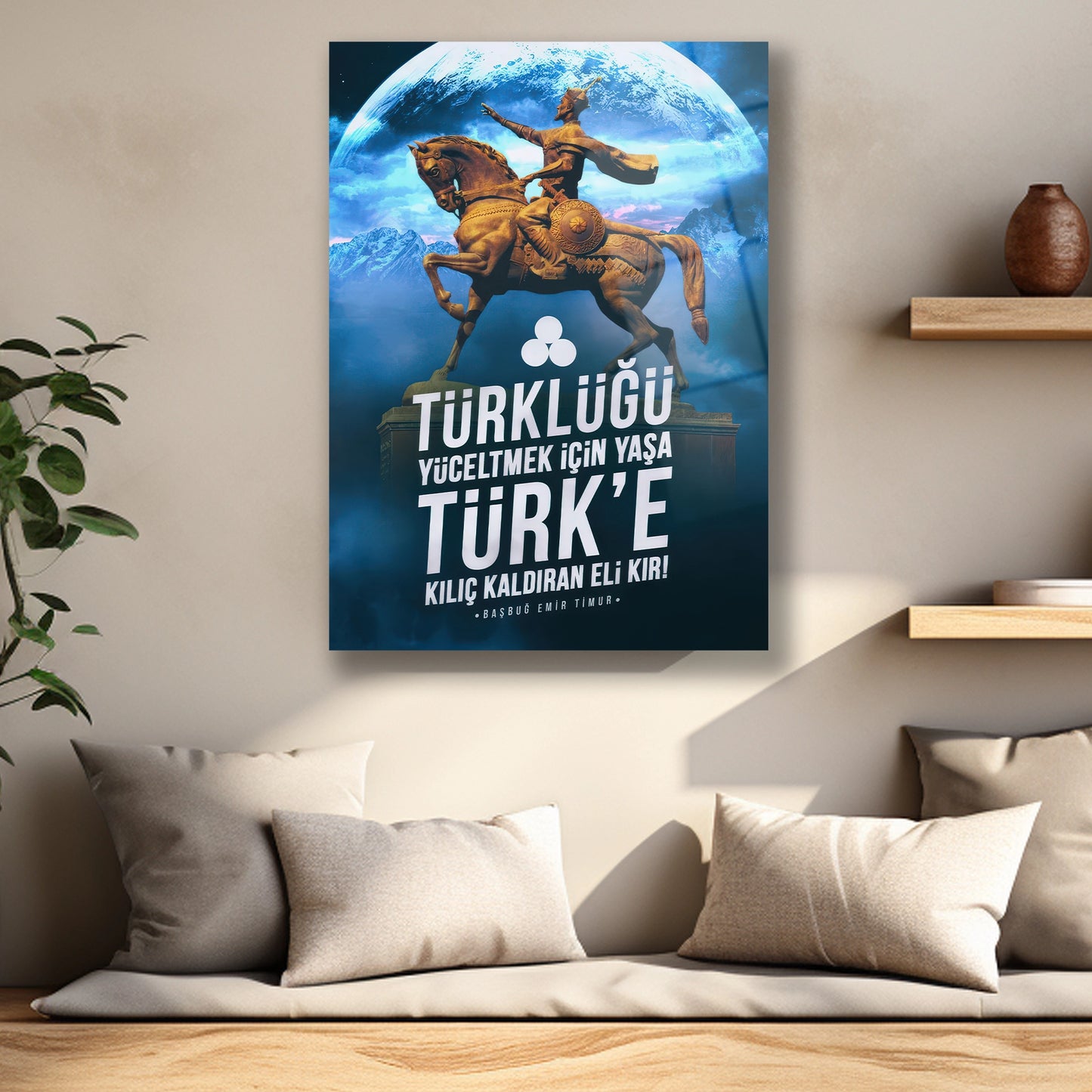 emir timur ve yazılı cam tablo