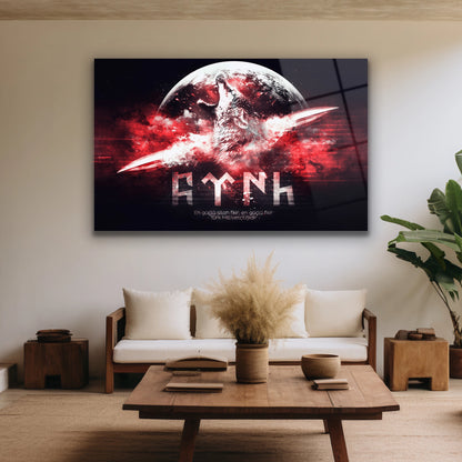 gök türkçe bozkurt cam tablo