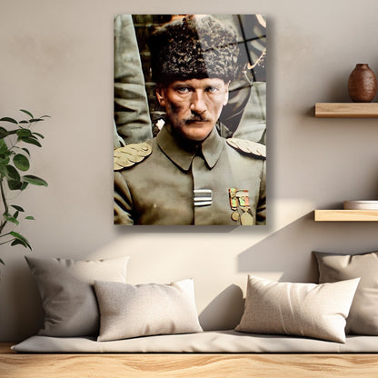 savaş alanında atatürk cam tablo