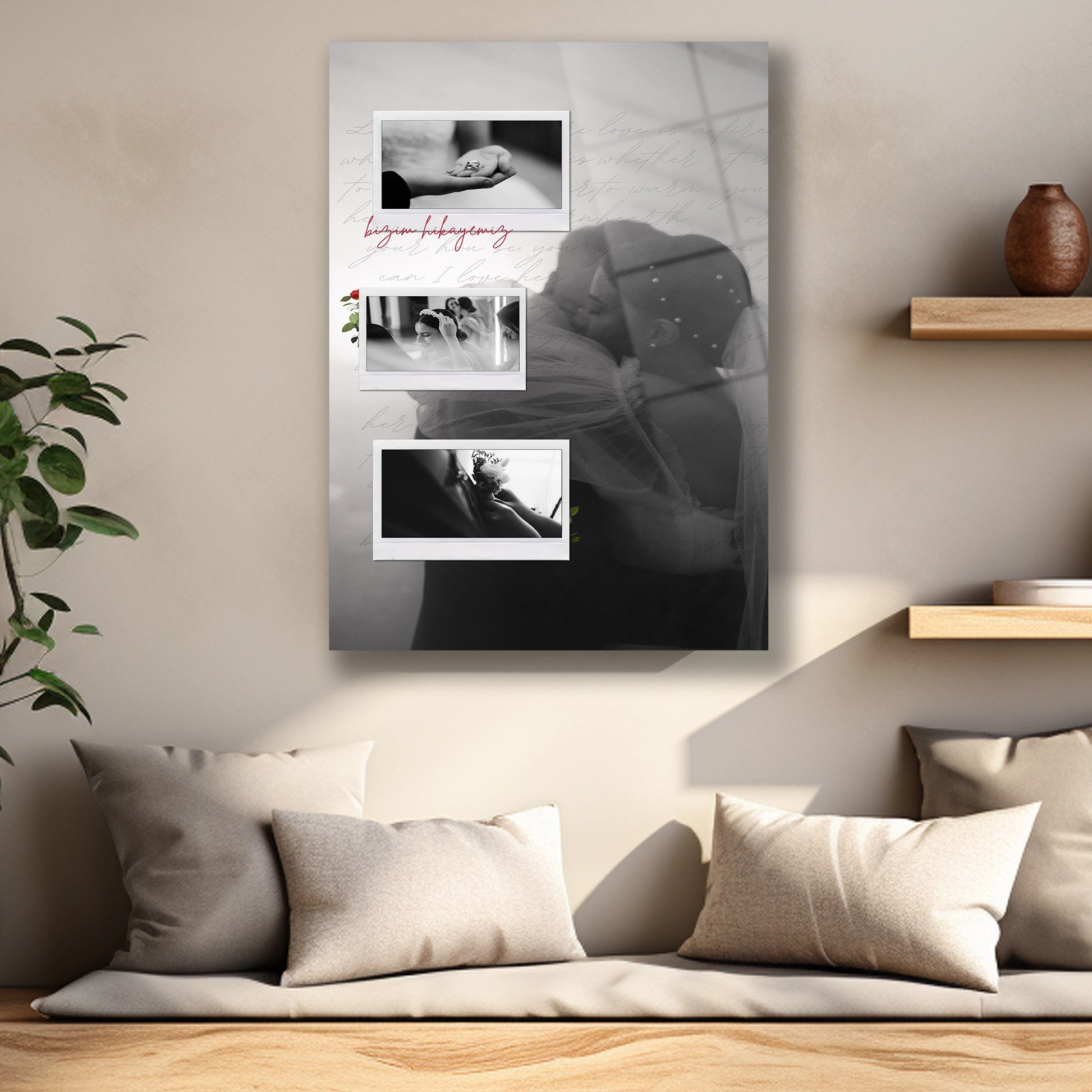 düğün fotoğrafı cam tablo