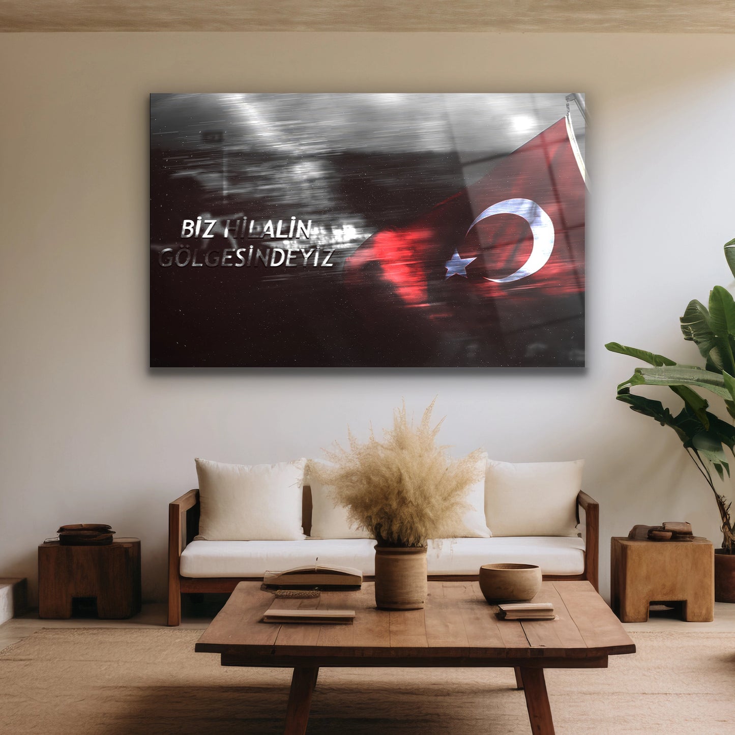 türk bayraklı cam tablo